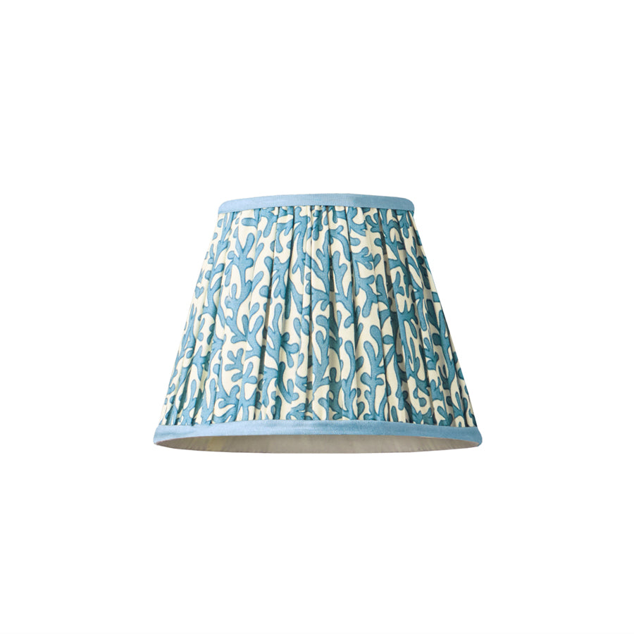 7 inch pendant shade in denim Tuffley gathered cotton by GP & J Baker