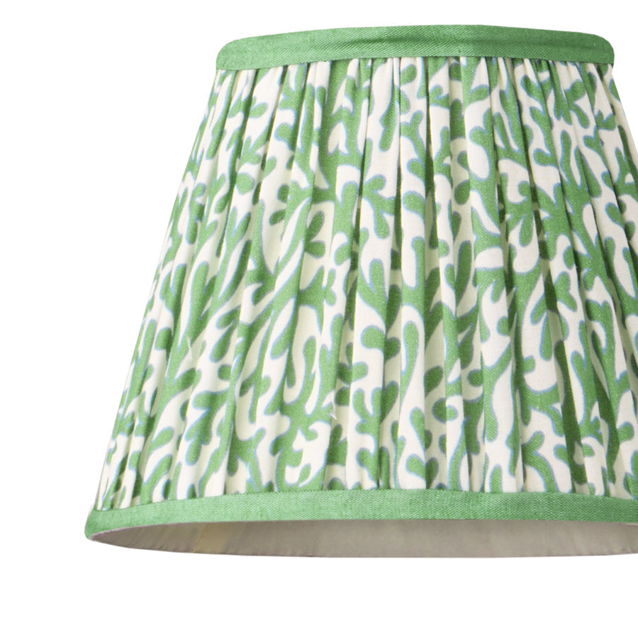 7 inch pendant shade in green blue Tuffley gathered cotton by GP & J Baker