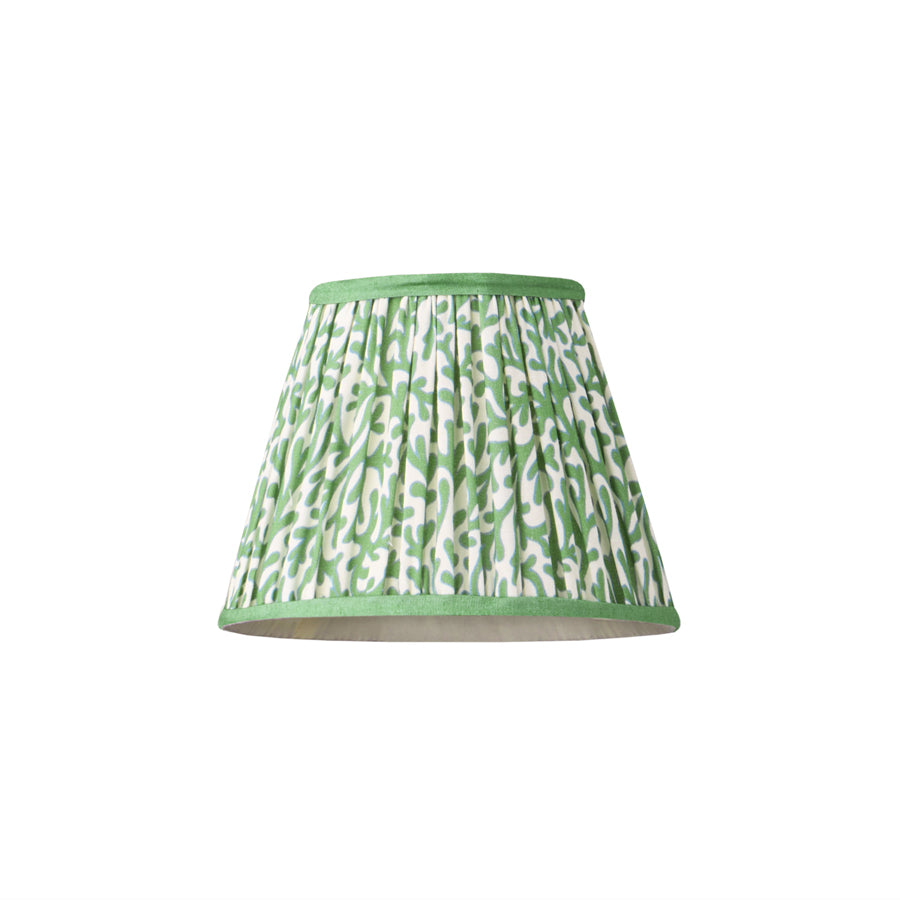 7 inch pendant shade in green blue Tuffley gathered cotton by GP & J Baker