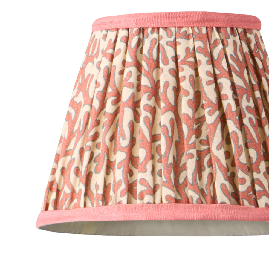 7 inch pendant shade in red aqua Tuffley gathered cotton by GP & J Baker