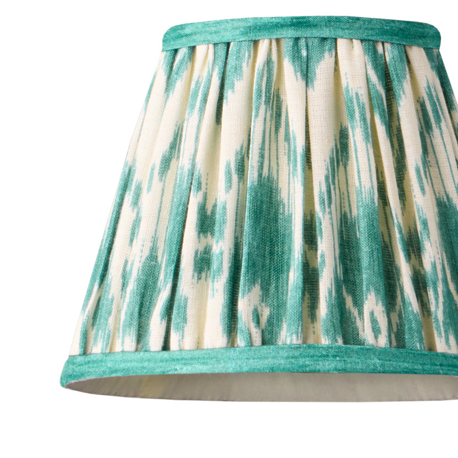 7 inch pendant lamp shade in teal Zaraband gathered linen by GP & J Baker