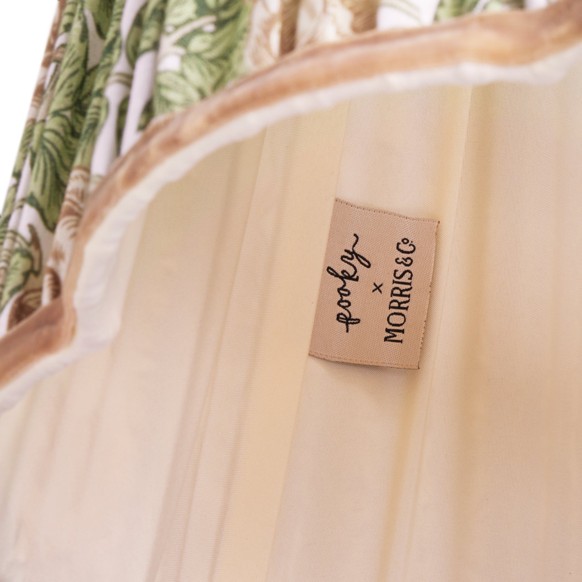 6 inch empire scalloped shade for cordless lamps in leafy arbour Rambling Rose linen by Morris & co.