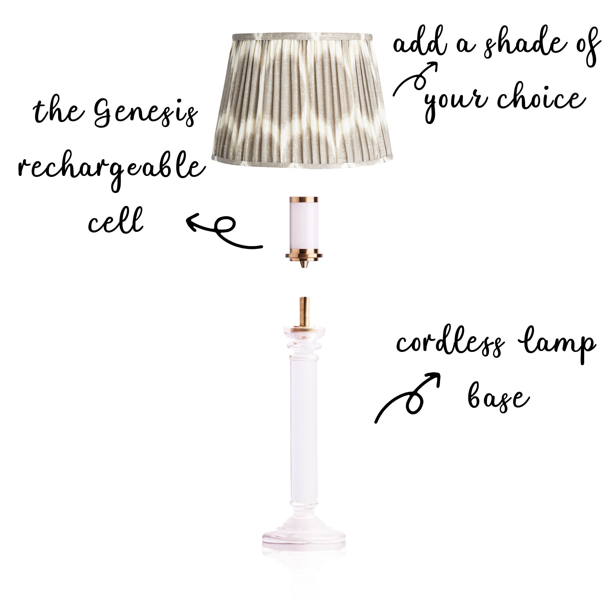 Clarence cordless table lamp in clear glass