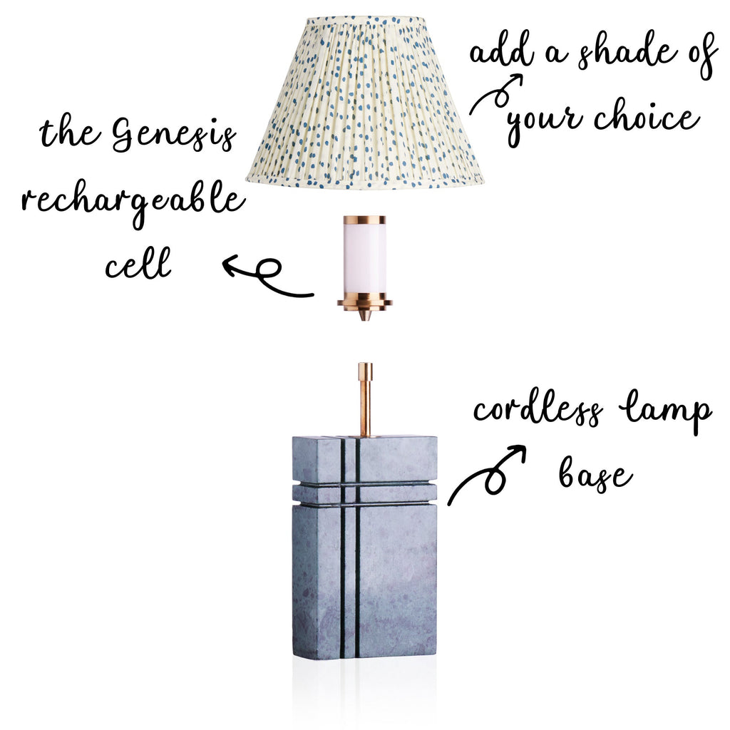 Criss Cross cordless table lamp in green marble
