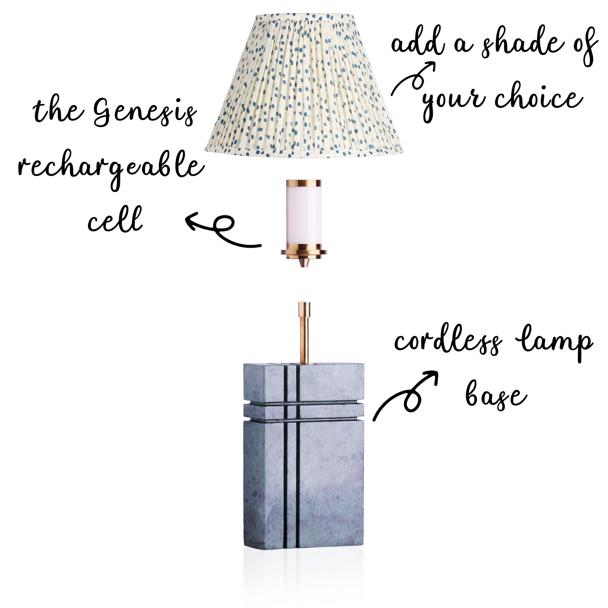 Criss Cross cordless table lamp in green marble