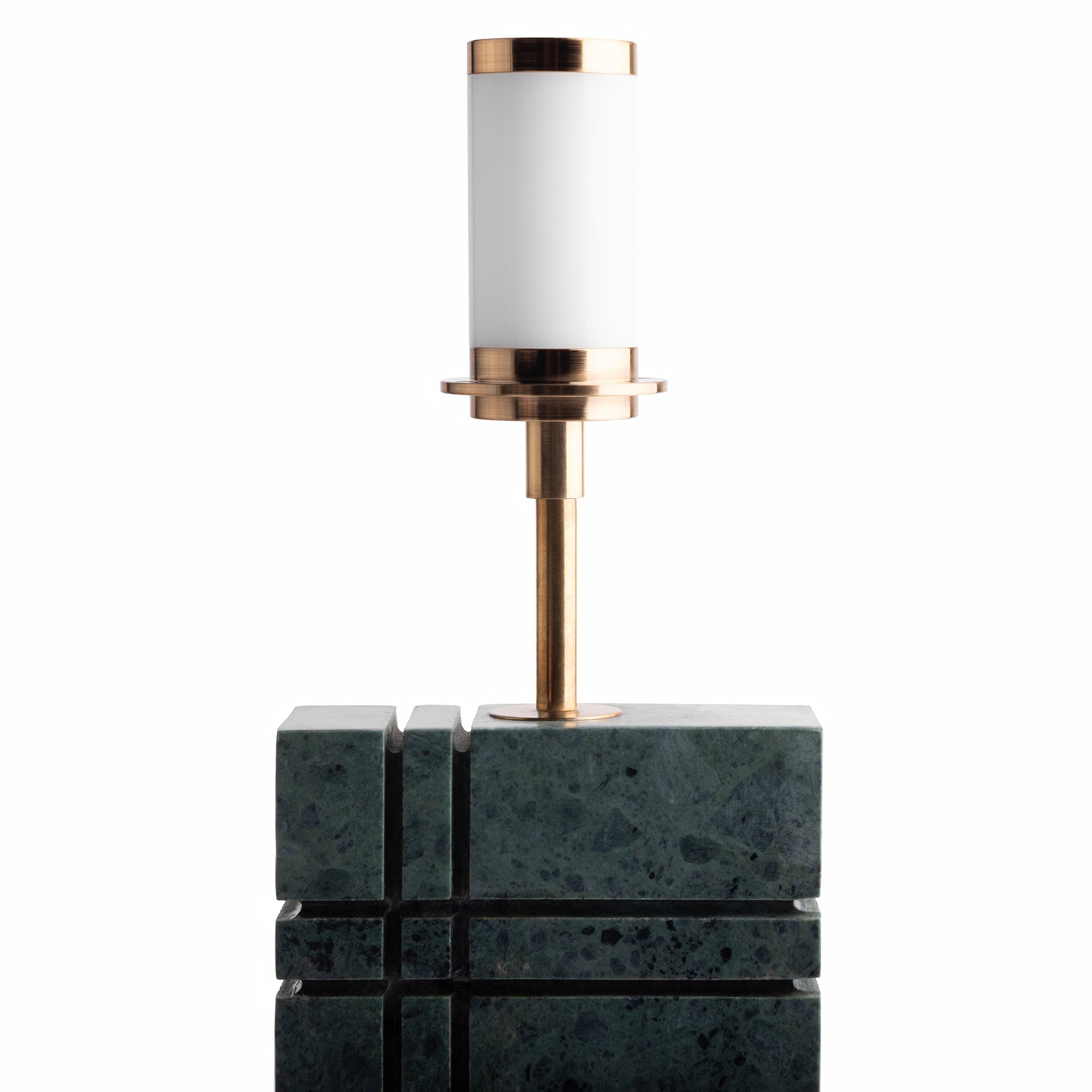 Criss Cross cordless table lamp in green marble