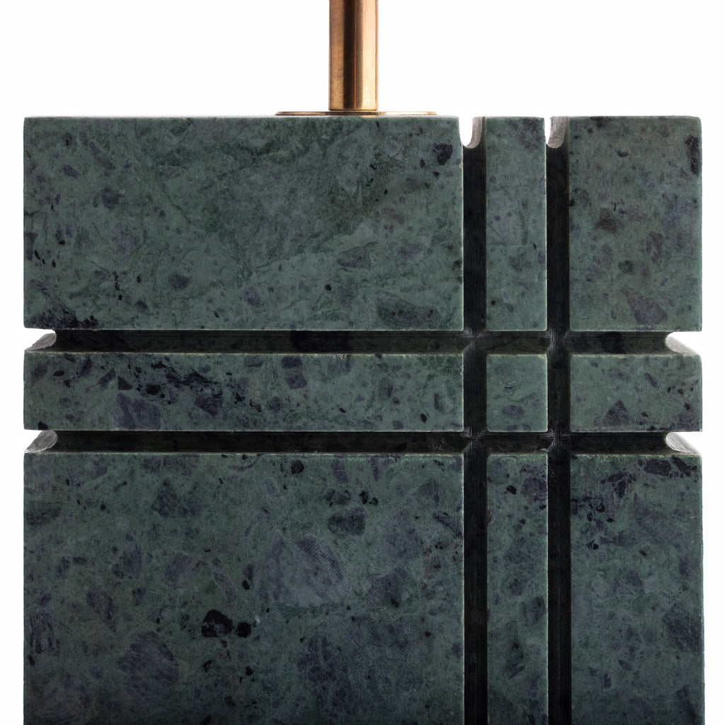 Criss Cross cordless table lamp in green marble