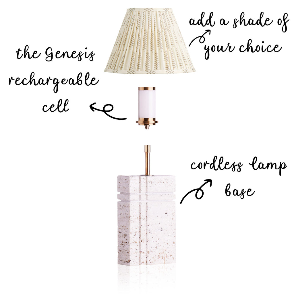 Criss Cross cordless table lamp in natural marble