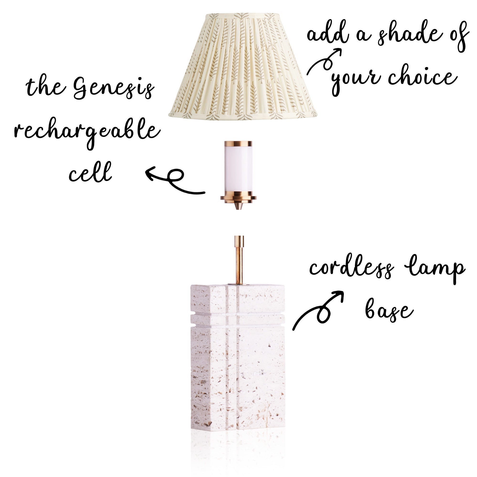 Criss Cross cordless table lamp in natural marble
