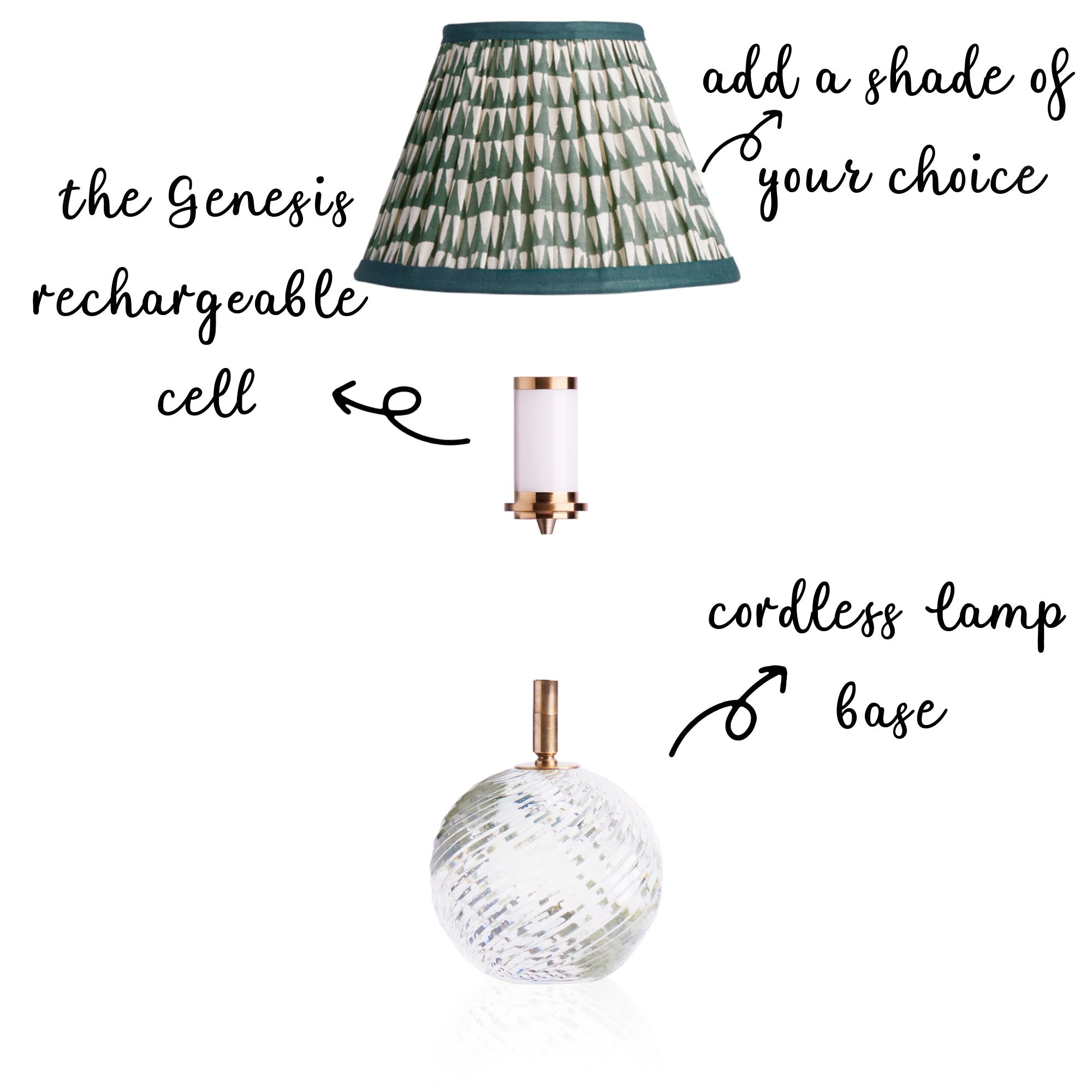 Daniella cordless table lamp in cut glass